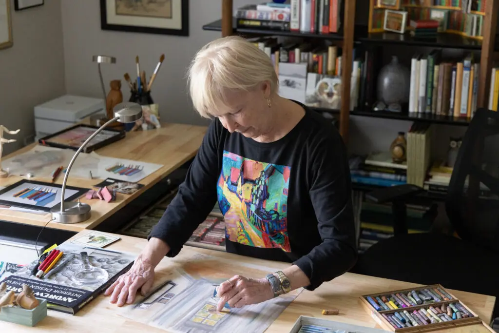 Senior woman designing an interior space