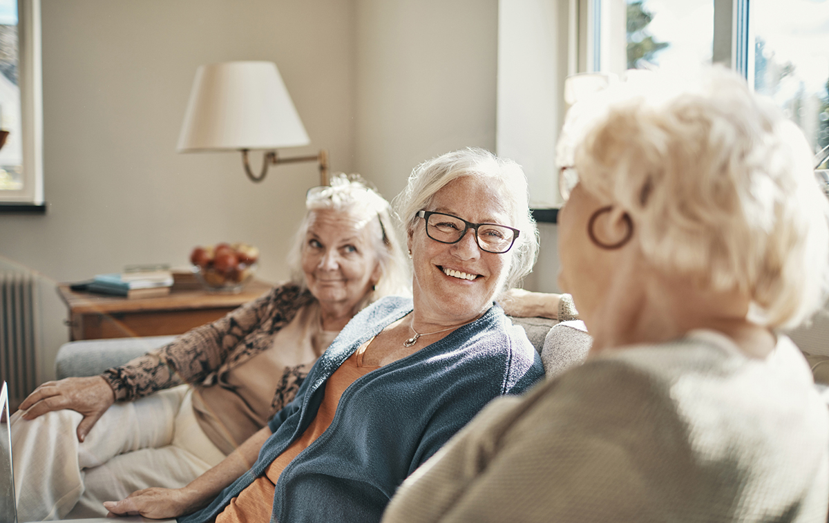 Close up of a group of senior women in a life plan community