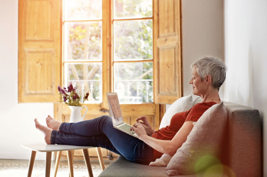 senior woman enjoying stress relief activities