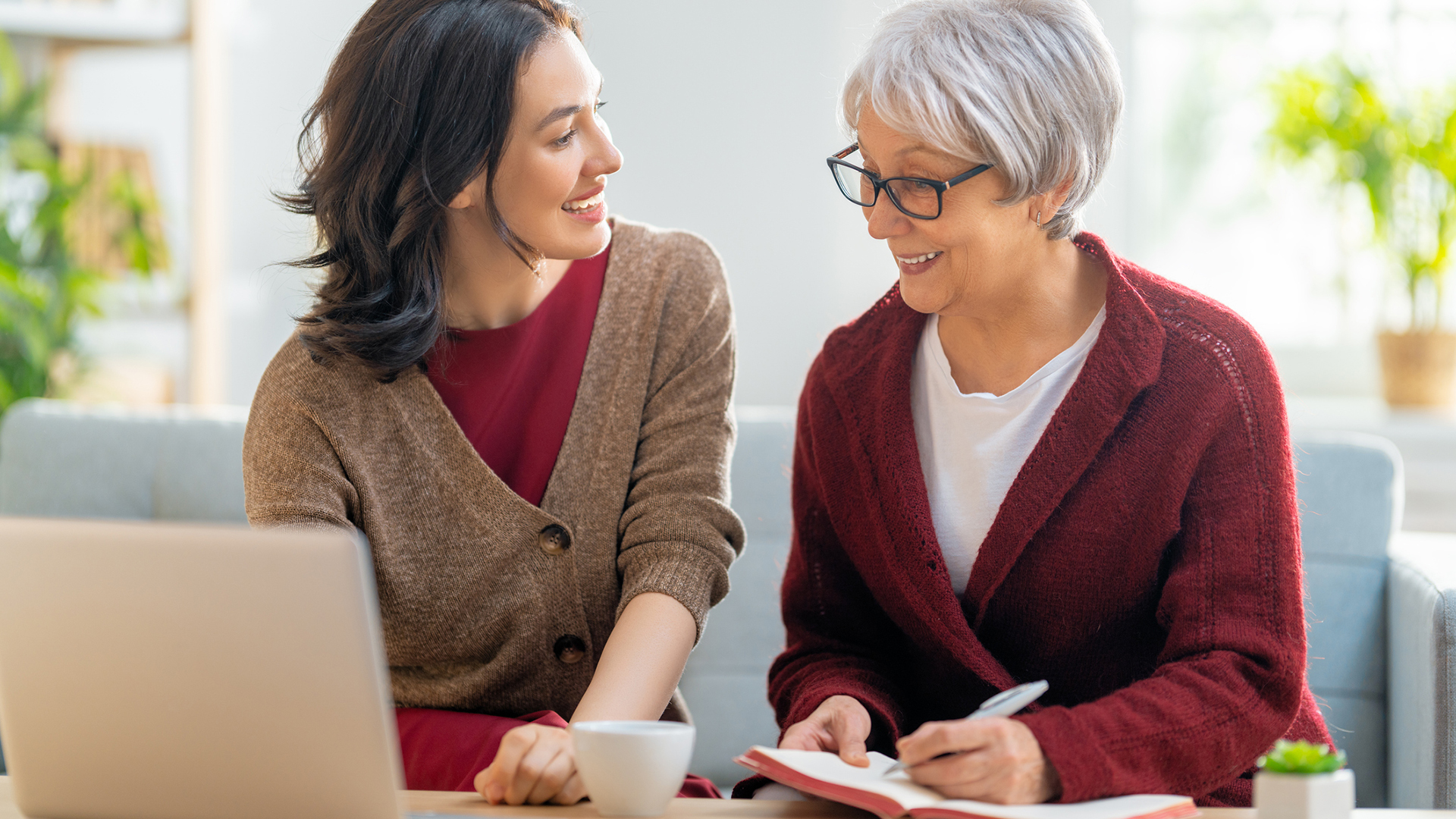 daughter talking to mother about senior living options