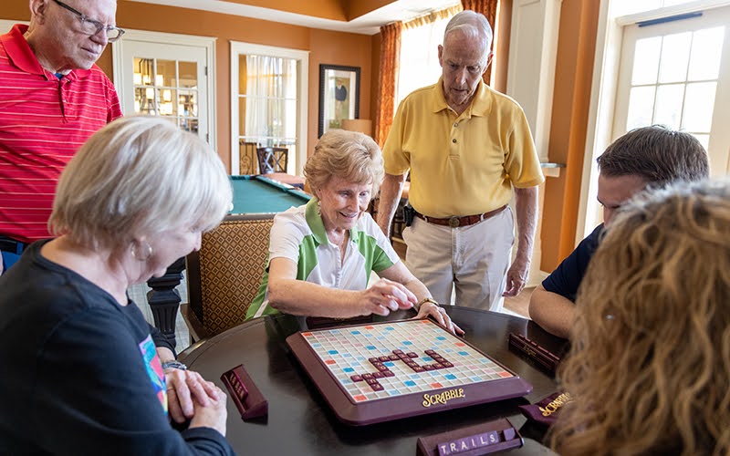 Seniors playing scrabble 